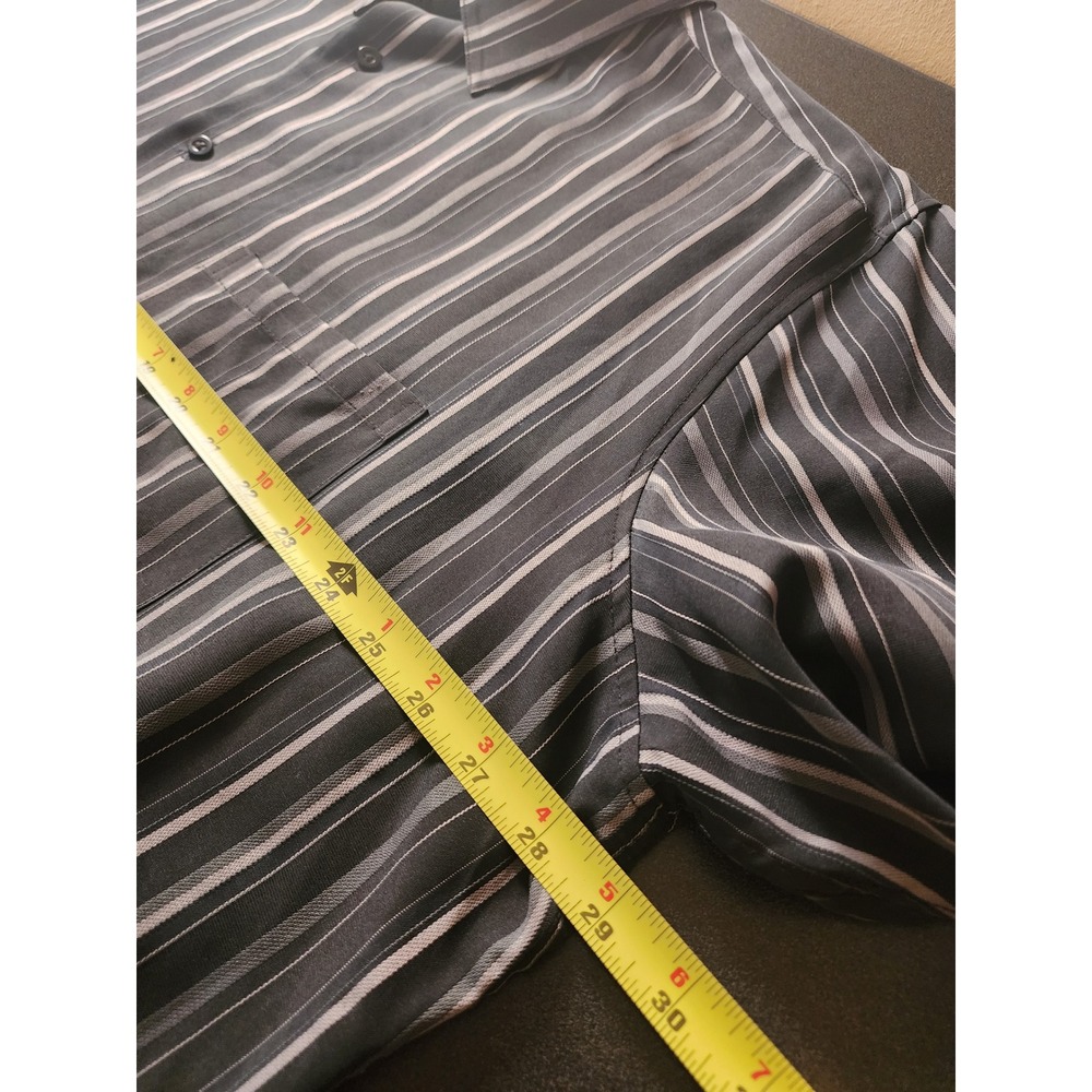 Alfani Men's 2XLT Short Sleeve Button Down  Black Gray White Striped Modal Blend - Picture 7 of 7